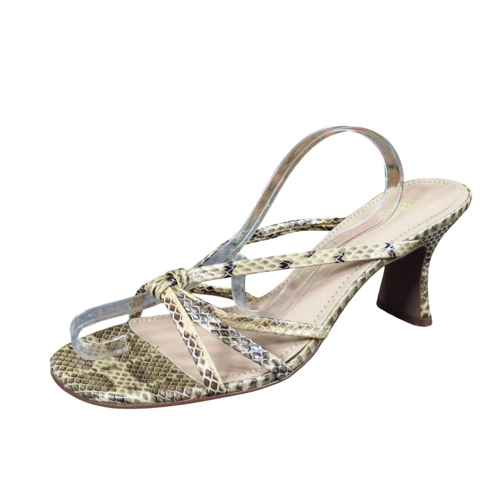 BP. Butterfly Women Strappy Heeled Sandal Size 8M Dress Snakeskin Leather